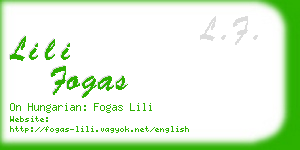 lili fogas business card